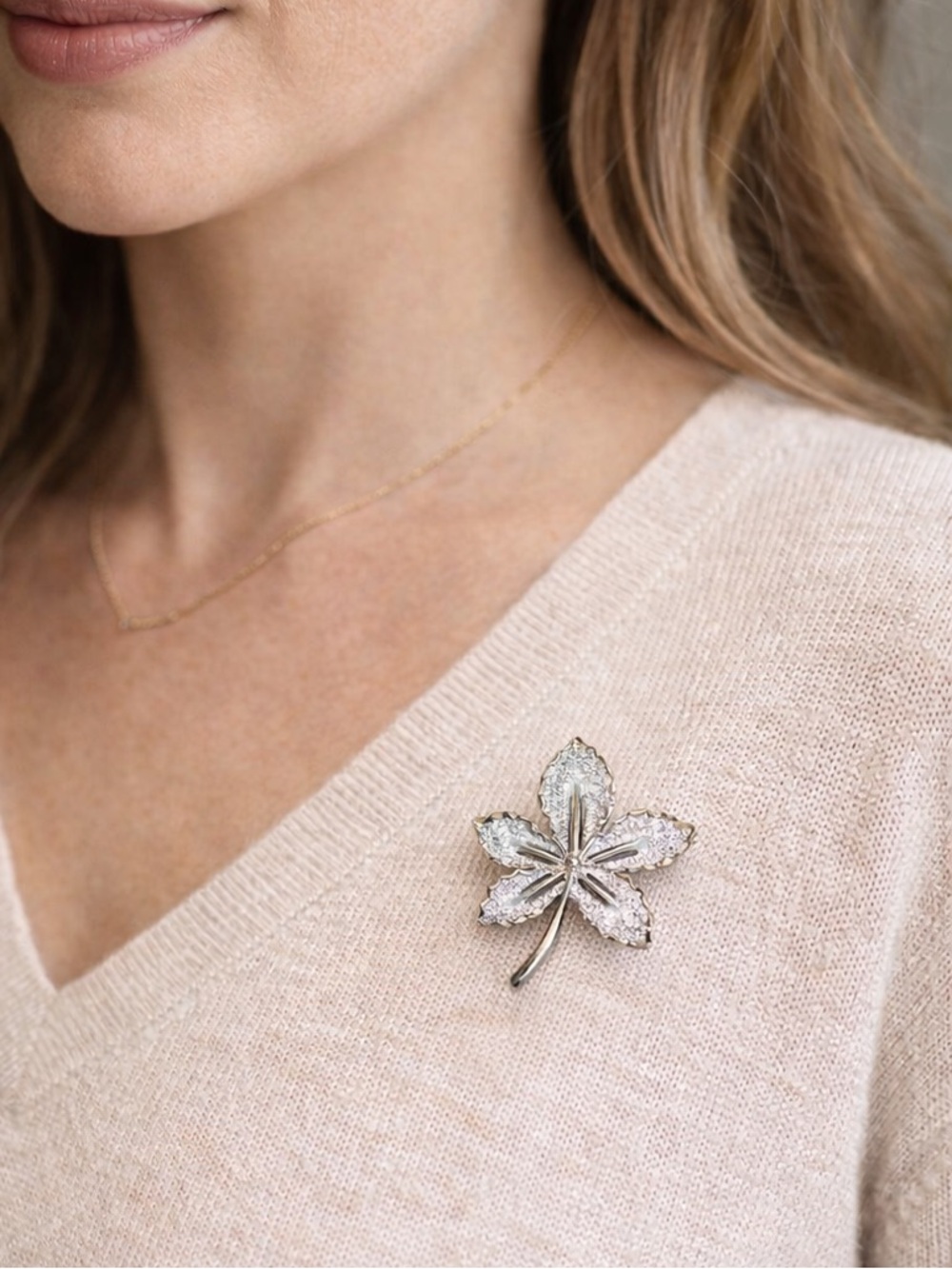 Vintage Sarah Coventry Ivy Leaf Brooch Silver Tone Signed 1968